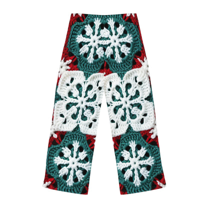 Christmas Snowflake Crochet, Festive Yuletide, Winter Wonderland Craft, Ice Crystal, Holiday Decor, Seasonal Adornments - Women's Pajama Pants (AOP)