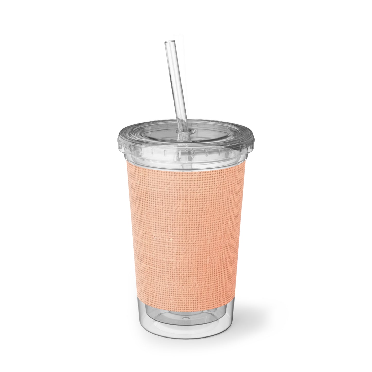 Soft Pink-Orange Peach: Denim-Inspired, Lush Fabric - Suave Acrylic Cup