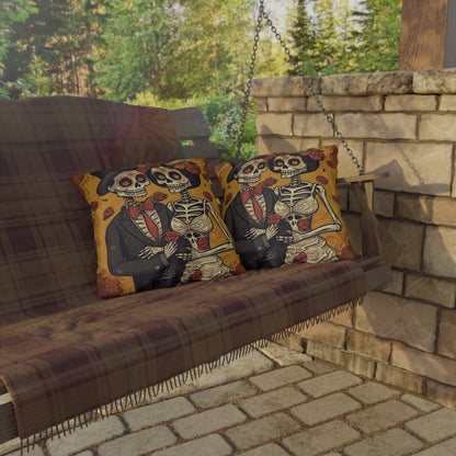 Halloween Wedding Marriage, Bride & Groom - Forever Soulmates - Outdoor Pillows