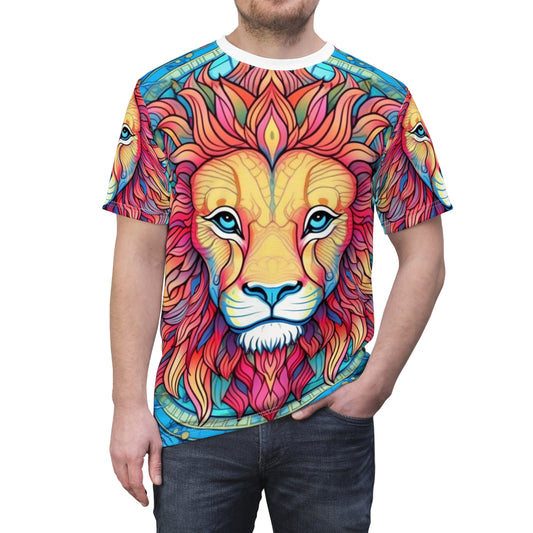 Leo astrológico - Constelación del zodíaco cósmico, arte del símbolo del león - Camiseta unisex cortada y cosida (AOP) 