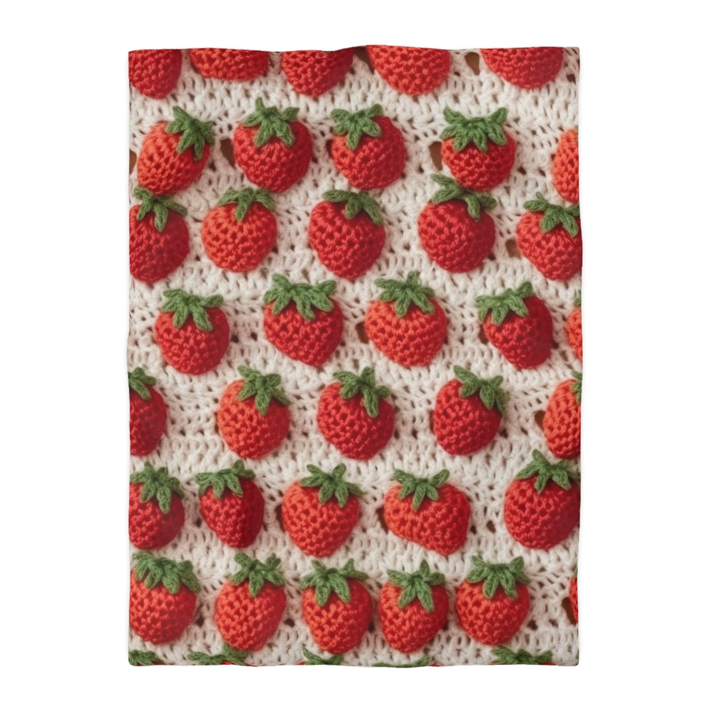 Fresa japonesa tradicional, artesanía de ganchillo, diseño de frutas, patrón de frutos rojos - Funda nórdica de microfibra 