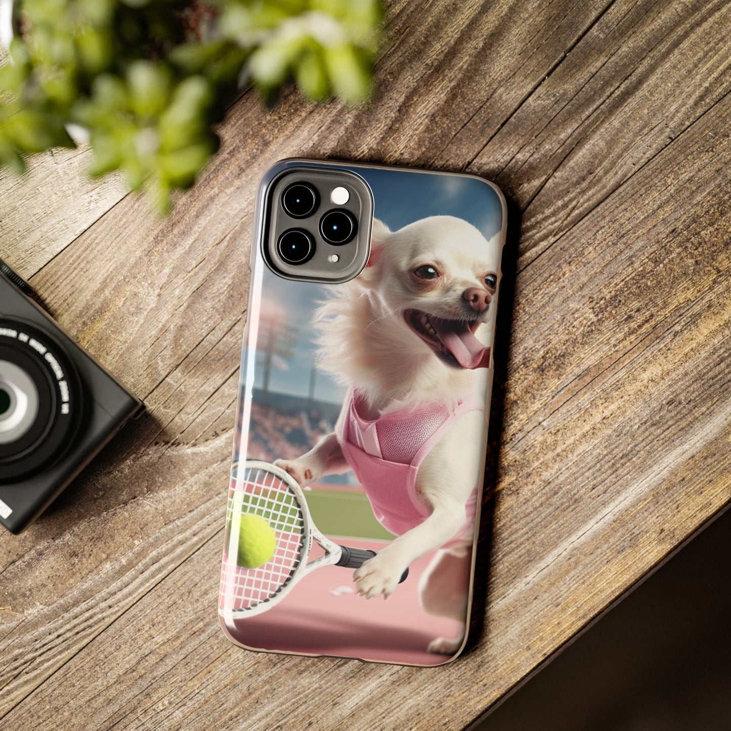 Chihuahua Tennis Ace: Dog Pink Outfit, Court Atheletic Sport Game - Tough Phone Cases