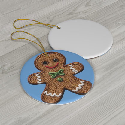 Chenille Gingerbread Cookie: Christmas Festive Delight Design - Ceramic Ornament, 4 Shapes