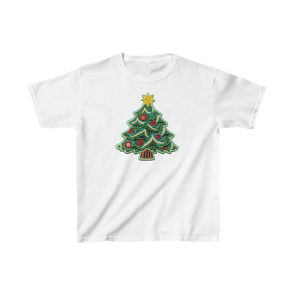 Chenille Christmas Tree: Embroidered Festive Holiday Patch - Kids Heavy Cotton™ Tee