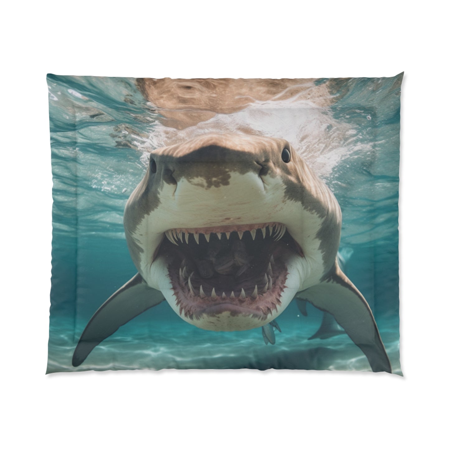 Bull Shark: River Monster Menace - Realistic Dark Water Predator - Bed Comforter