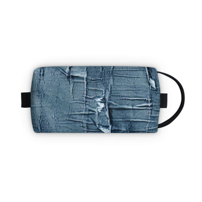 Distressed Blue Denim-Look: Edgy, Torn Fabric Design - Toiletry Bag