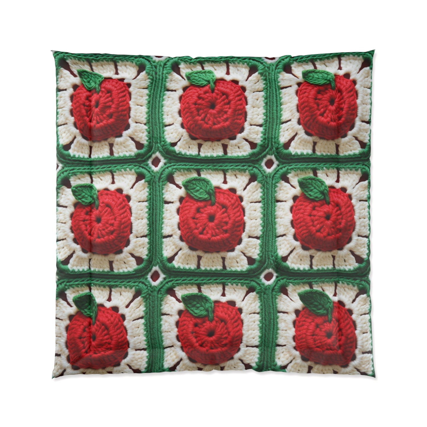 Apple Granny Square Crochet Pattern: Wild Fruit Tree, Delicious Red Design - Bed Comforter