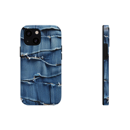 Midnight Blue Distressed Denim: Rugged, Torn & Stylish Design - Tough Phone Cases