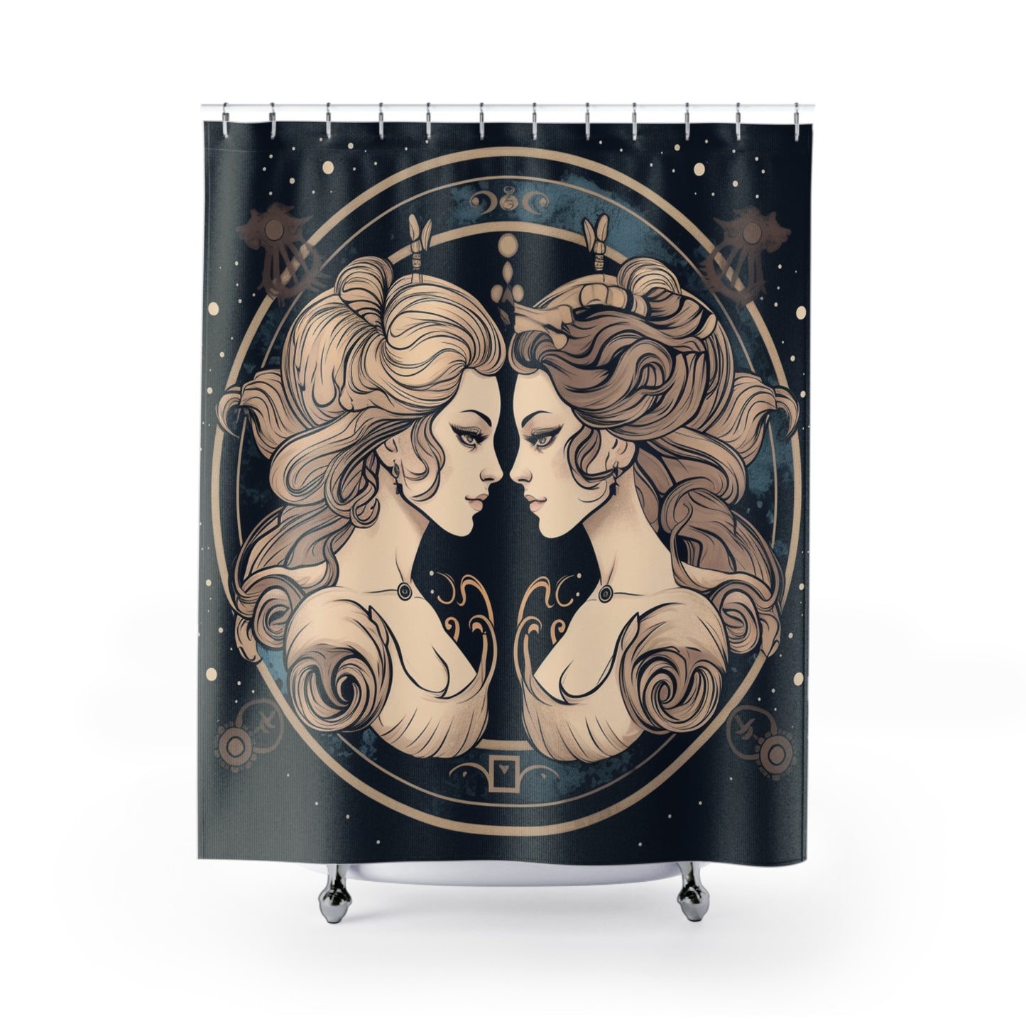 Duality of Gemini - Expressive Twins Zodiac Astrology - Shower Curtains