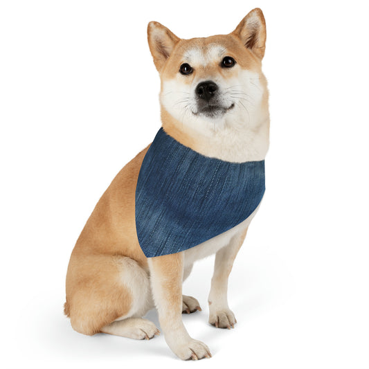 Indigo Splash: Washed Denim Reverie in Deep Blue - Dog & Pet Bandana Collar