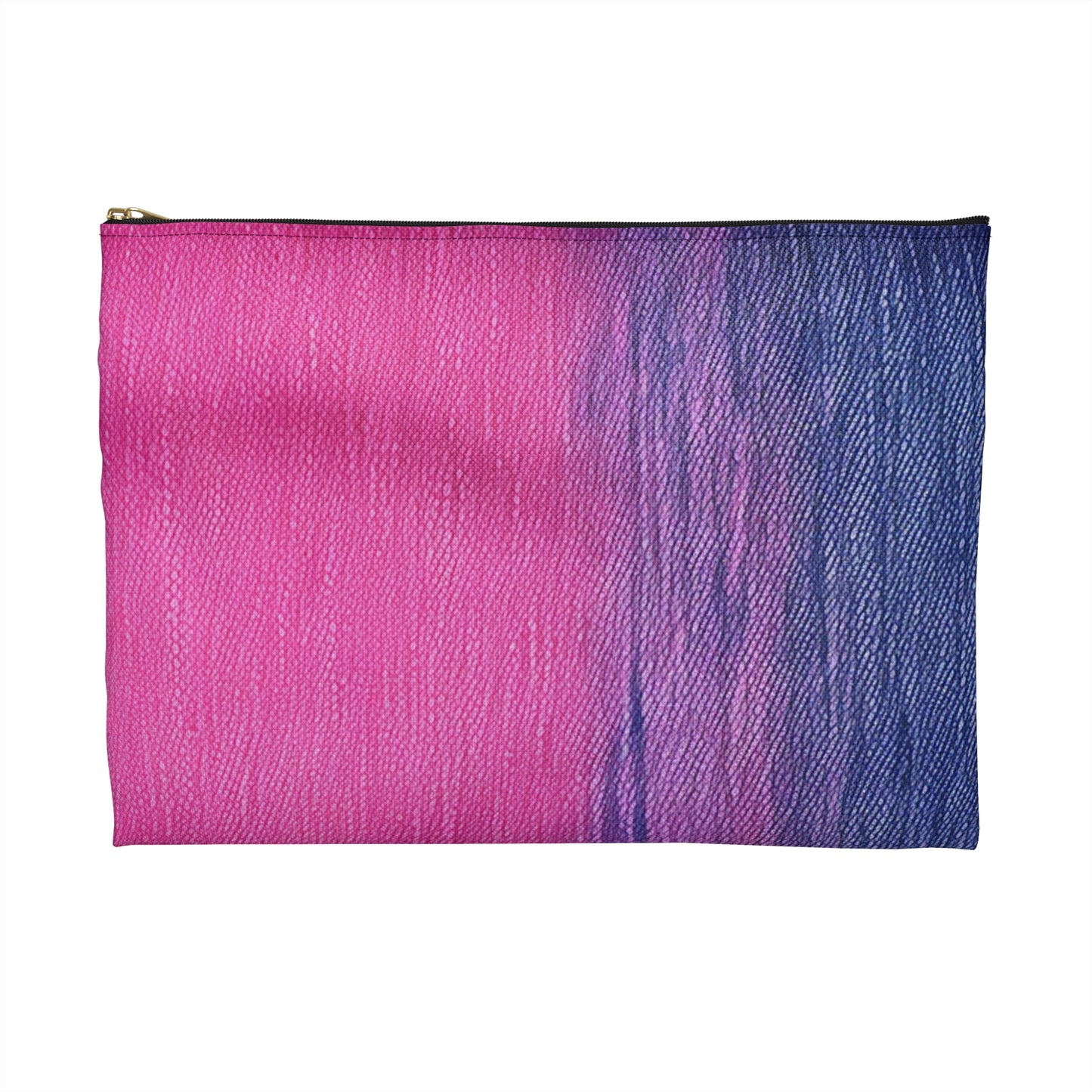 Dual Delight: Half-and-Half Pink & Blue Denim Daydream - Accessory Pouch