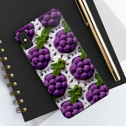 Crochet Grapes Pattern - Granny Square Design - Fresh Fruit Pick - Orchard Purple Snack Food - Tough Phone Cases