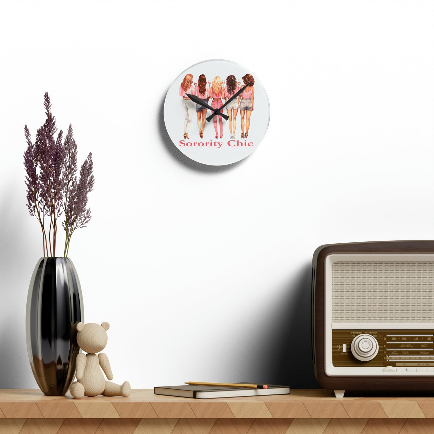 Sorority Chic Acrylic Wall Clock