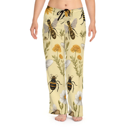 Whimsical Bees & Honeycombs Nature-Friendly Pattern Design Women's Pajama Pants (AOP)