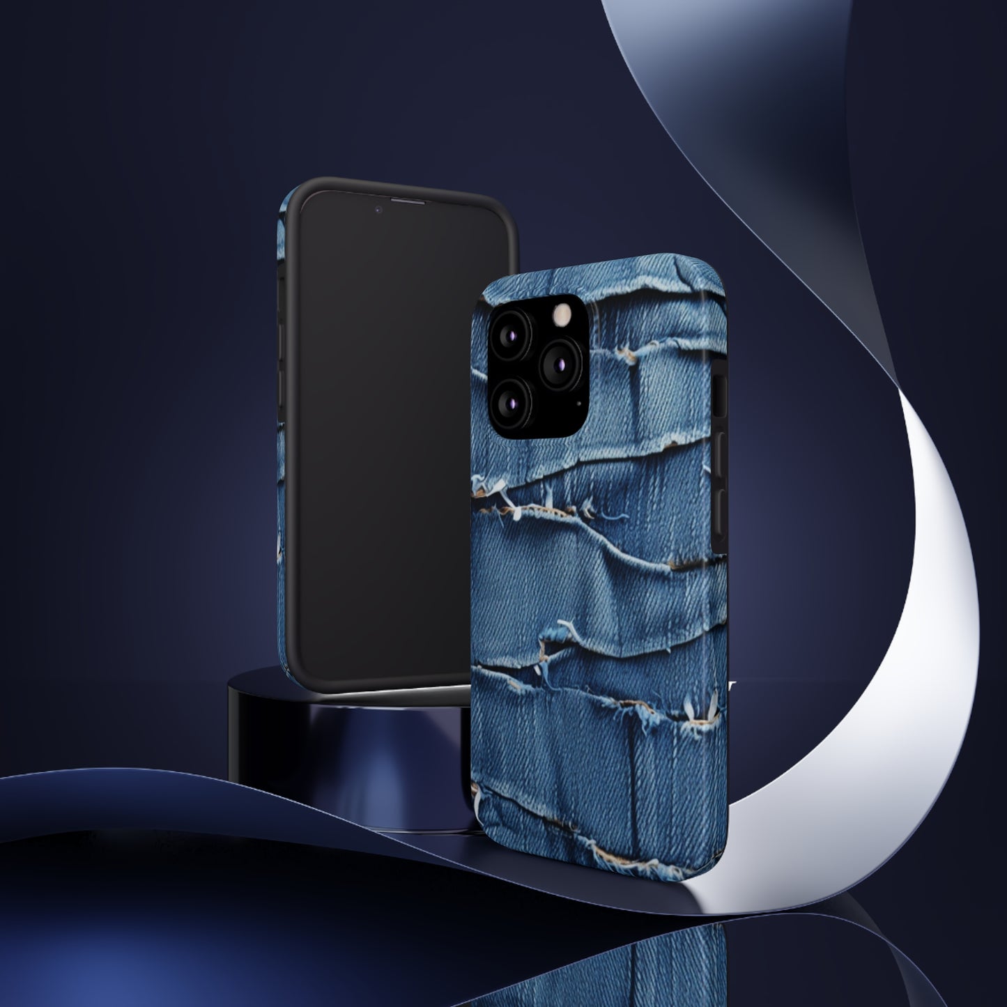 Midnight Blue Distressed Denim: Rugged, Torn & Stylish Design - Tough Phone Cases