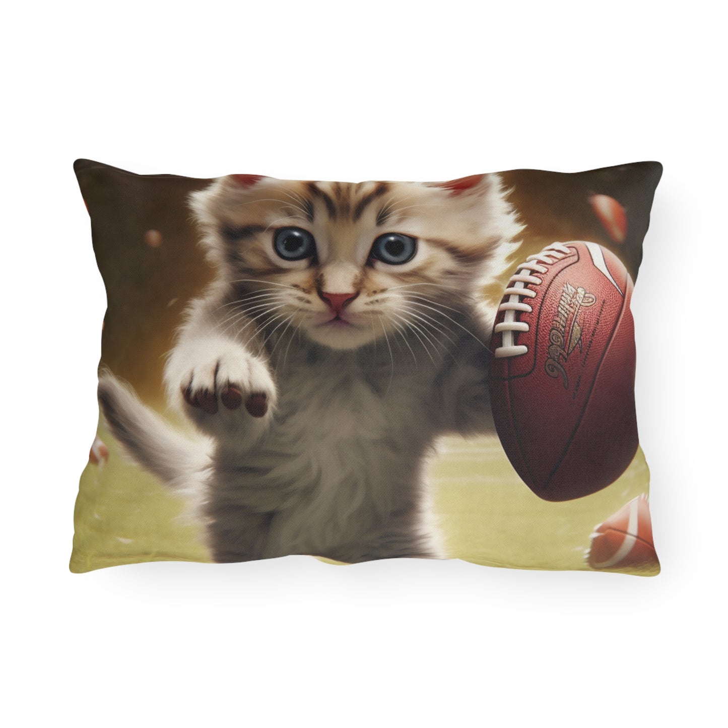 Football Kitty Fantasy: Feline Cat American Sport Quarterback - Outdoor Pillows