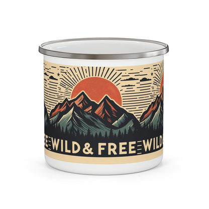 Wild and Free - Trendy Hiking and Camping - Enamel Camping Mug