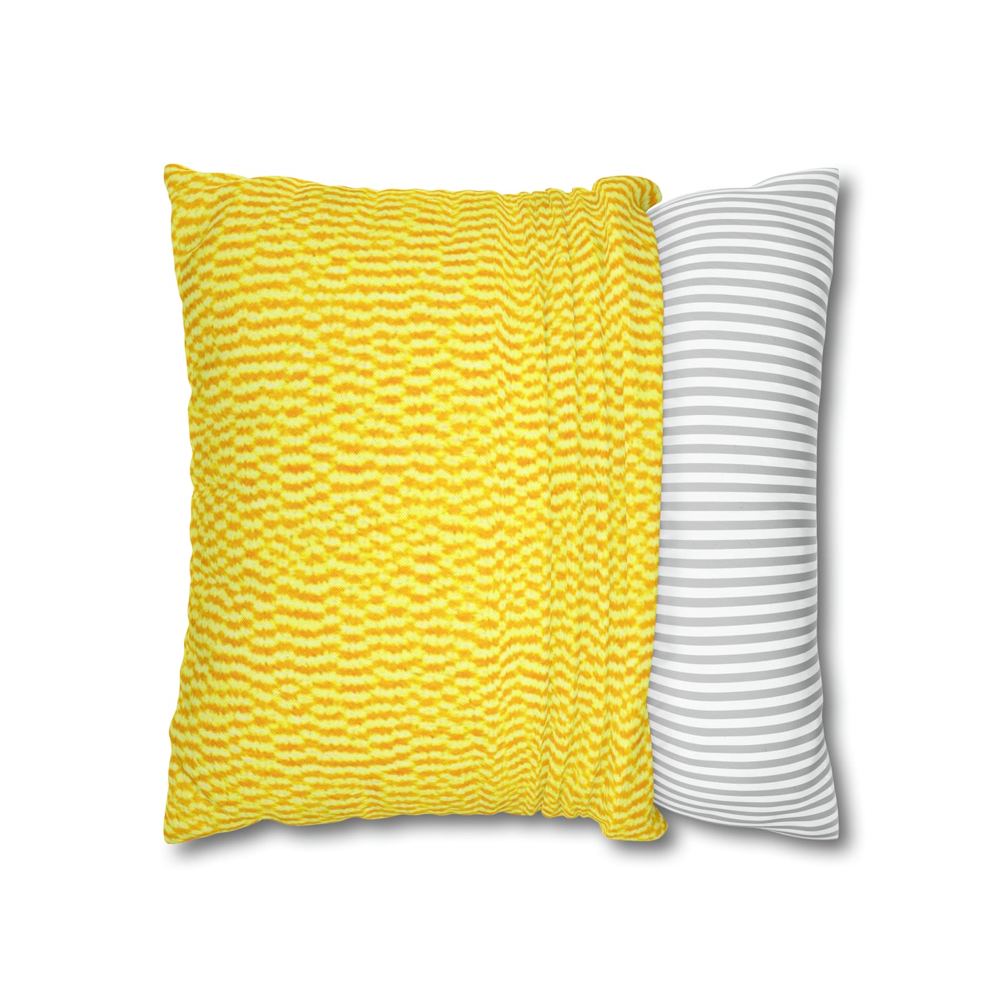 Sunshine Yellow Lemon: tela alegre e inspirada en la mezclilla - Funda de almohada cuadrada de poliéster hilado 