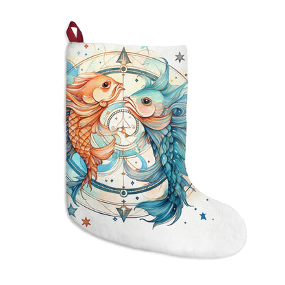 Pisces Zodiac Horoscope - Starry Watercolor & Ink, Hyper-Detailed Fish - Christmas Stockings