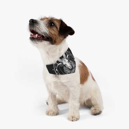 Capricorn Pet Bandana Collar, Zodiac Black White Goat Design