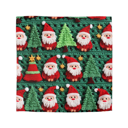 Santa Claus Crochet Pattern, Christmas Design, Festive Holiday Decor, Father Christmas Motif. Perfect for Yuletide Celebration - Microfiber Duvet Cover