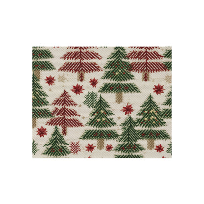 Embroidered Christmas Winter, Festive Holiday Stitching, Classic Seasonal Design - Outdoor Rug