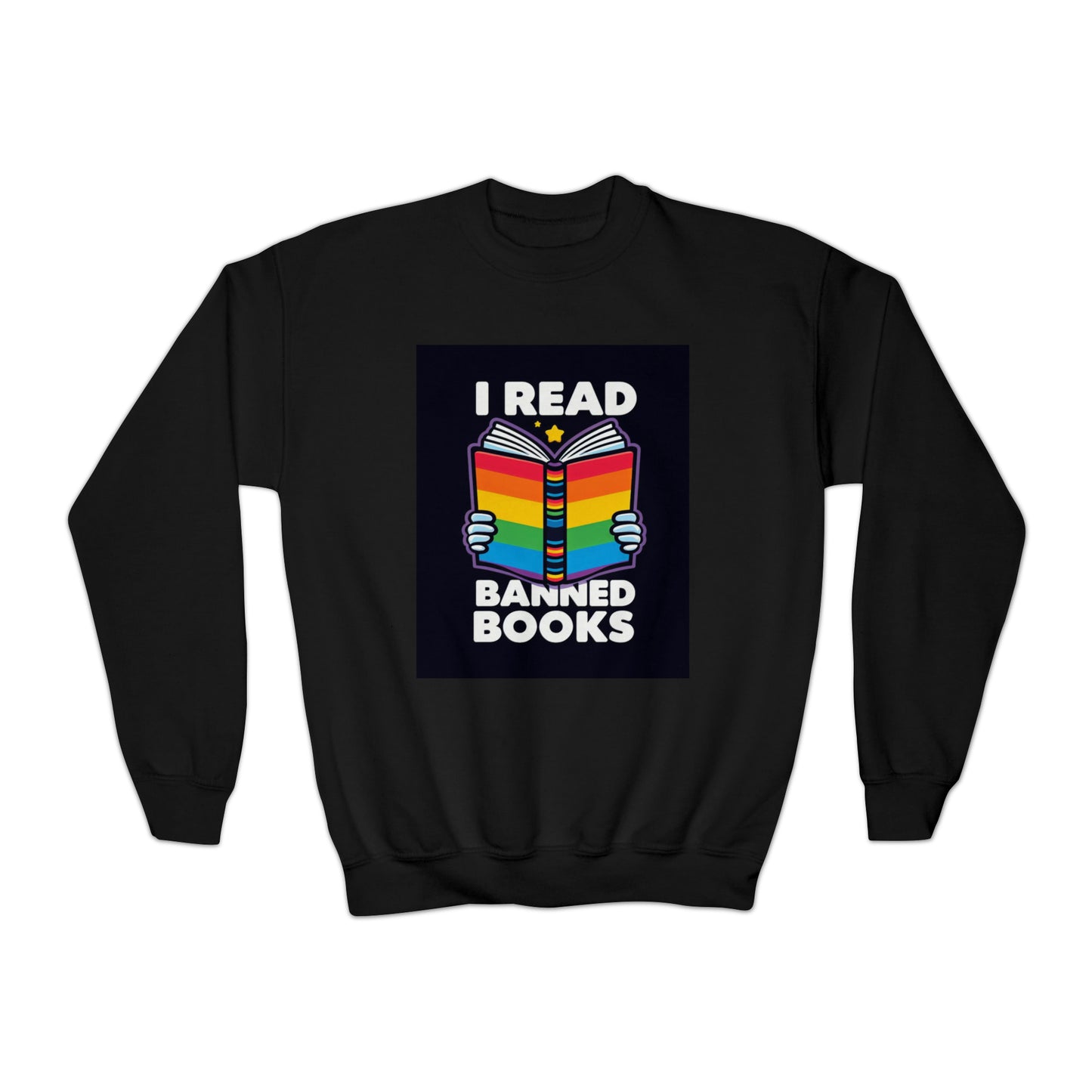 Leí libros prohibidos - Libro arcoíris con diseño de laurel - Sudadera con cuello redondo para jóvenes