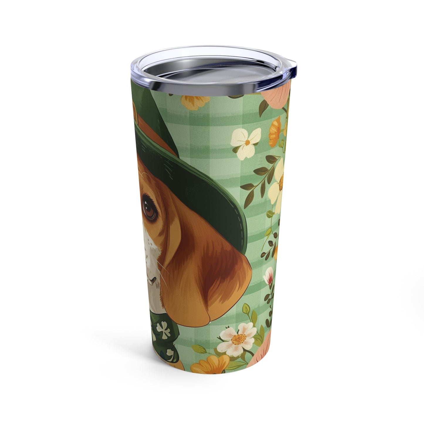 Día del Leprechaun, Perro Beagle Cachorro, Vaso 20oz 