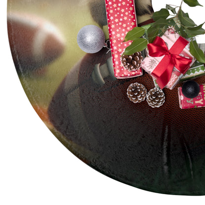 Football Kitten Touchdown: Tabby's Winning Play Sport Game - Christmas Tree Skirts