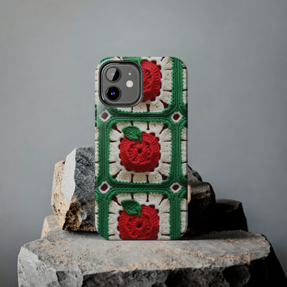 Apple Granny Square Crochet Pattern: Wild Fruit Tree, Delicious Red Design - Tough Phone Cases