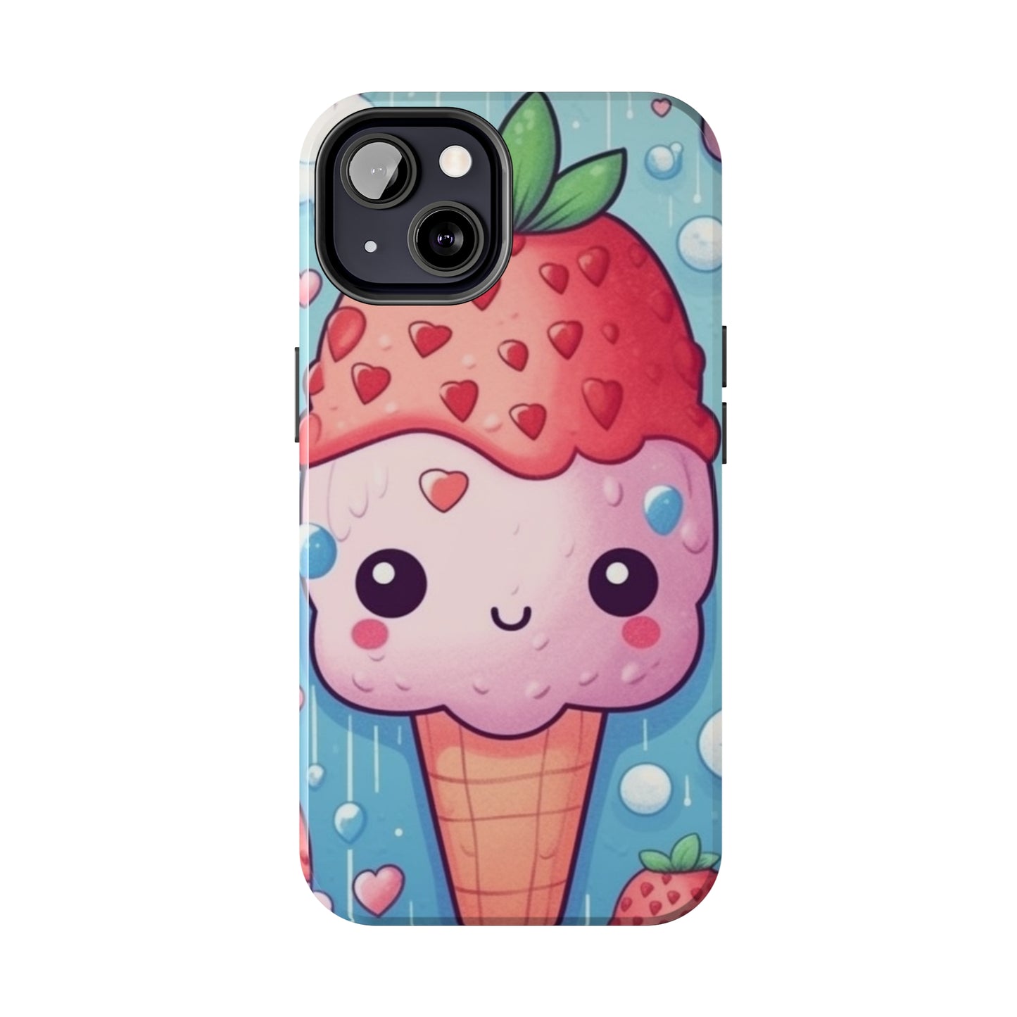 Kawaii Strawberry Sundae Cone - Traditional Japanese Anime Dessert Delight - Sweet Berry Otaku Gift - Tough Phone Cases