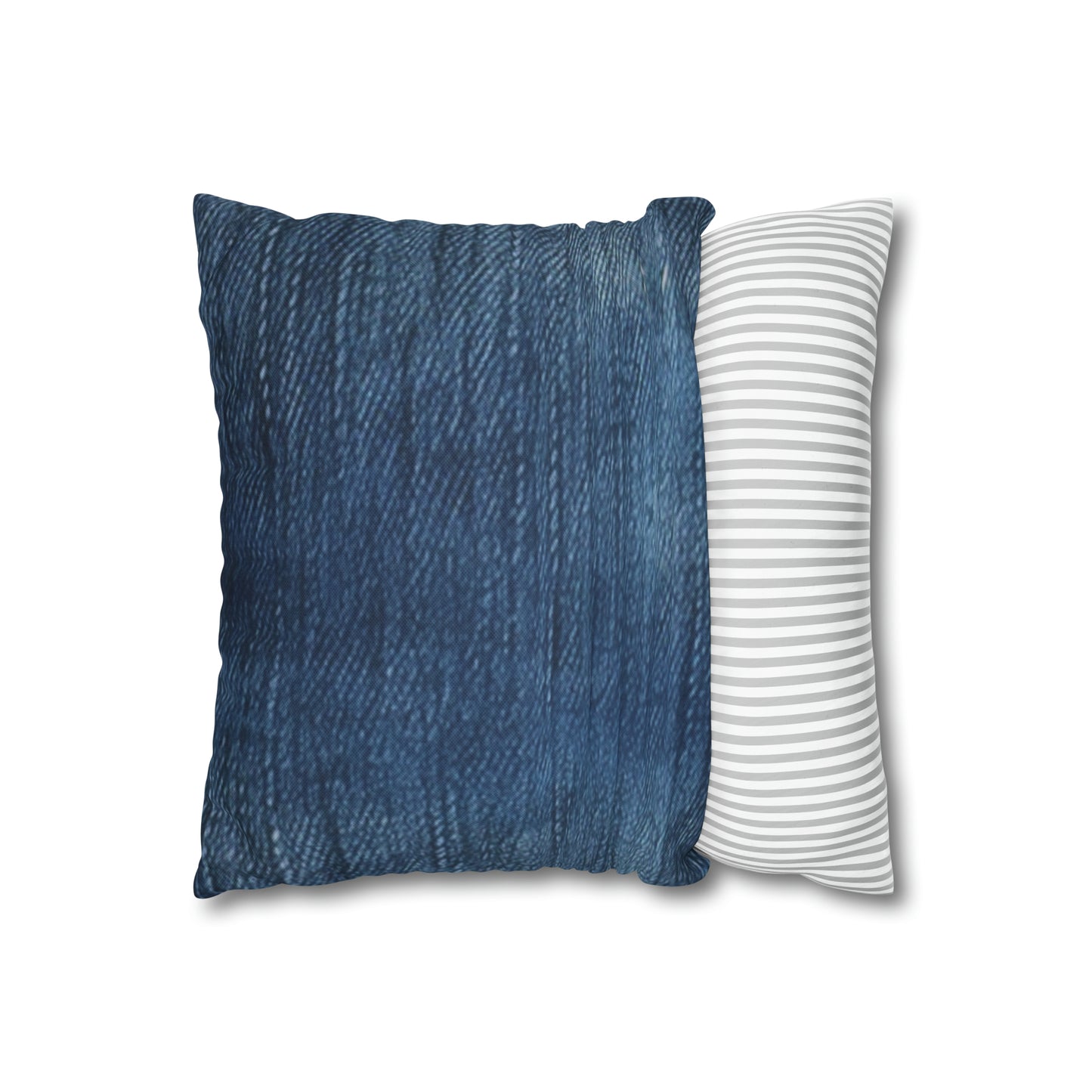 Indigo Splash: Washed Denim Reverie in Deep Blue - Spun Polyester Square Pillow Case