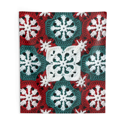 Christmas Snowflake Crochet, Festive Yuletide, Winter Wonderland Craft, Ice Crystal, Holiday Decor, Seasonal Adornments - Indoor Wall Tapestries