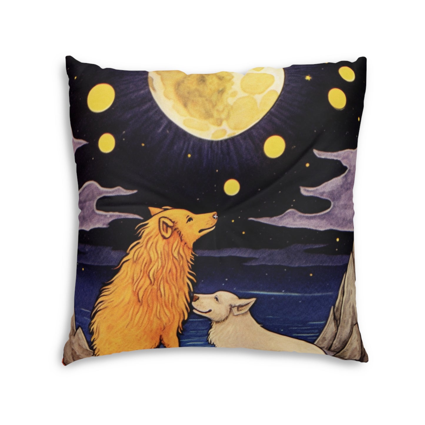 Moon Tarot Card Art - Embrace Your Intuition and Dreams - Tufted Floor Pillow, Square