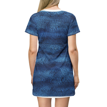 Blue Spectrum: Denim-Inspired Fabric Light to Dark - T-Shirt Dress (AOP)