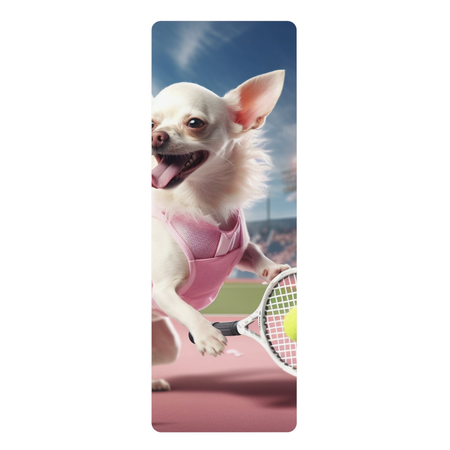 Chihuahua Tennis Ace: Dog Pink Outfit, Court Atheletic Sport Game - Rubber Yoga Mat