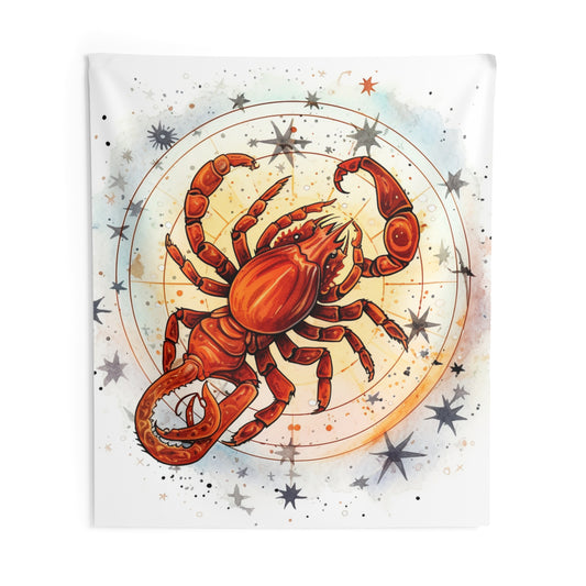 Prickly Scorpio Astrology - Sharp Zodiac Scorpion Celestial Horoscope - Indoor Wall Tapestries