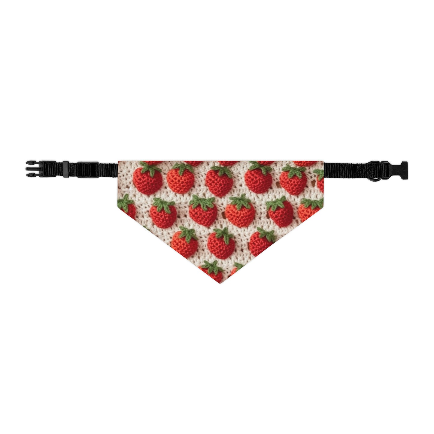 Fresa japonesa tradicional, artesanía de ganchillo, diseño de frutas, patrón de bayas rojas - Collar de bandana para perros y mascotas 