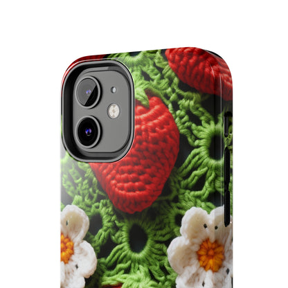 Strawberry Field Crochet - Forever Forest Greens - Fruit Berry Harvest Crop - Tough Phone Cases