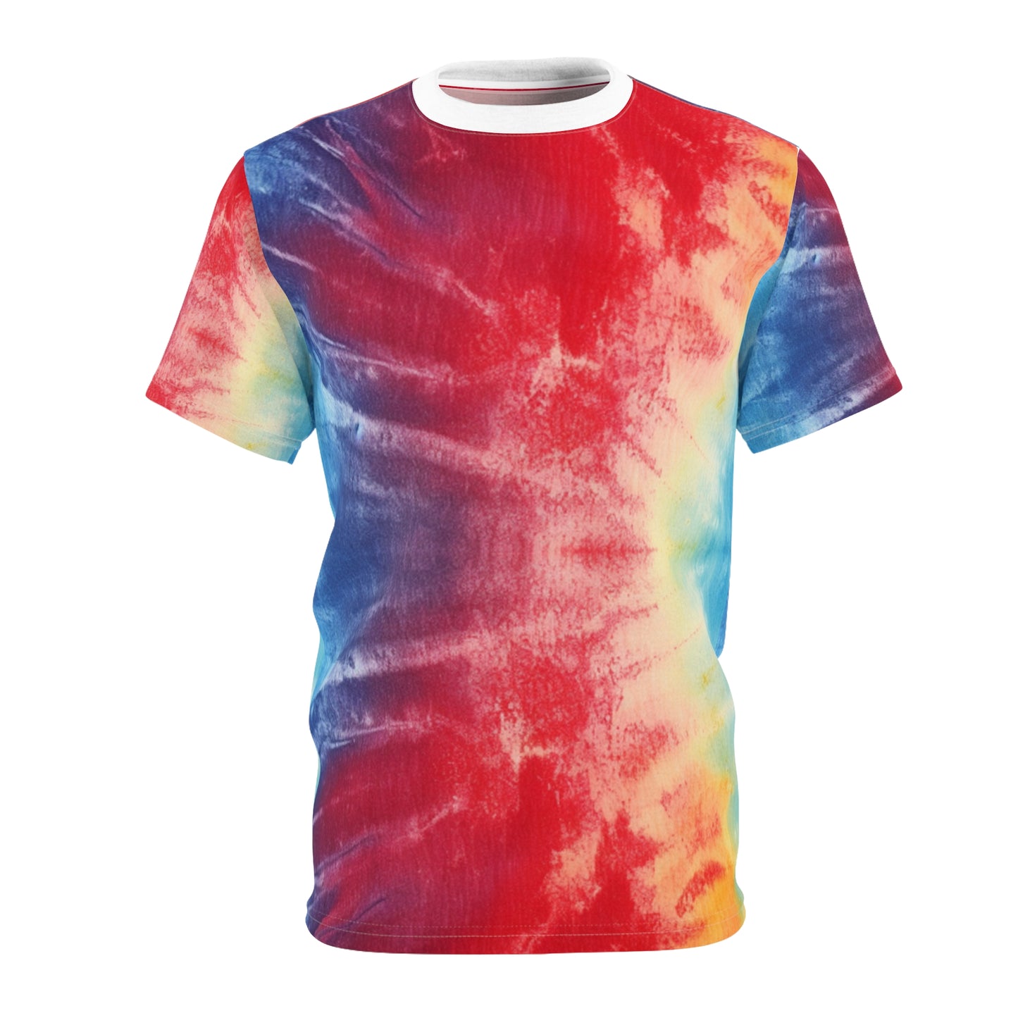 Rainbow Tie-Dye Denim: Vibrant Multi-Color, Fabric Design Spectacle - Unisex Cut & Sew Tee (AOP)