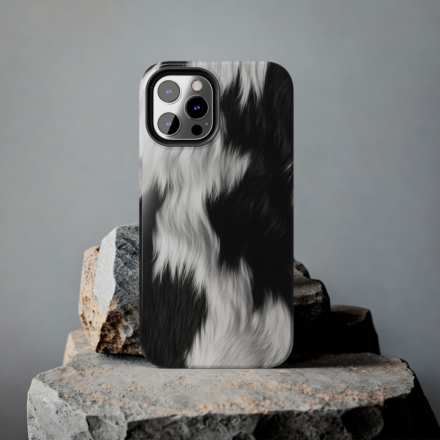 Cowhide on Hair Leather - Black and White - Designer Style - Tough Phone Cases