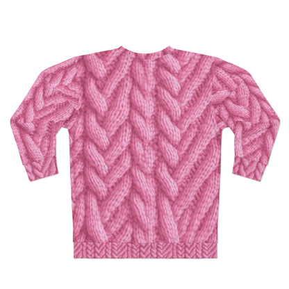 Blush Knit: Soft Hot Pink Palette Textured Fabric Design - Unisex Sweatshirt (AOP)