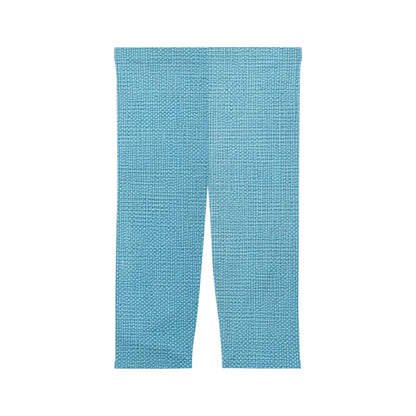 Bright Aqua Teal: Denim-Inspired Refreshing Blue Summer Fabric - Women’s Capri Leggings (AOP)