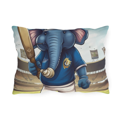 India Elephant Cricket Sport Star: Pitch, Run, Stump Game - Animated Charm - Outdoor Pillows