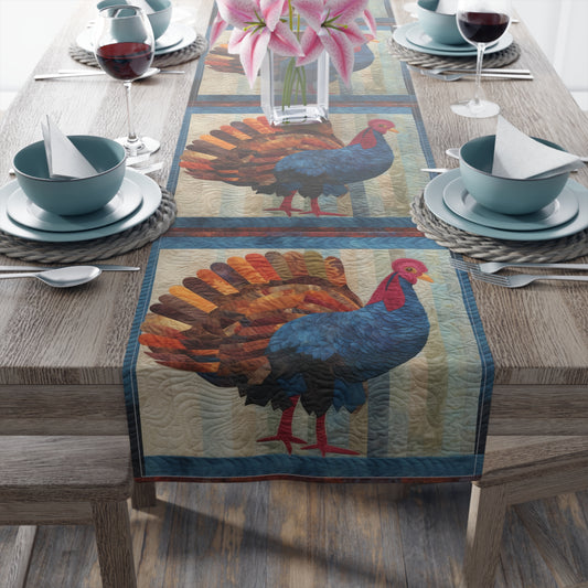 Thanksgiving Harvest Quilt: Festive Turkey Design for Holiday Season - Table Runner (Cotton, Poly)