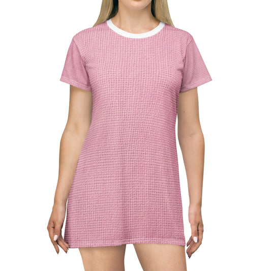 Blushing Garment Dye Pink: Denim-Inspired, Soft-Toned Fabric - T-Shirt Dress (AOP)