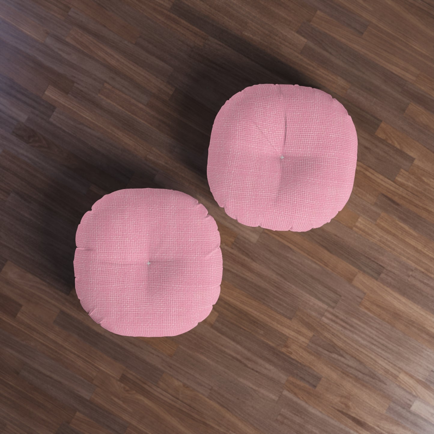 Pastel Rose Pink: Denim-Inspired, Refreshing Fabric Design - Tufted Floor Pillow, Round