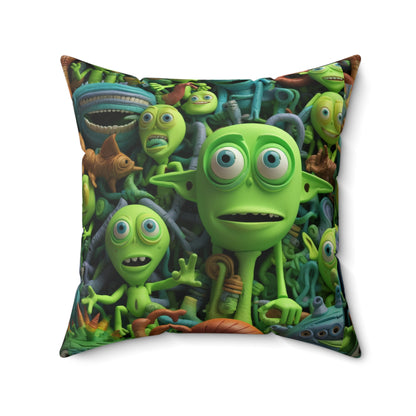 Toy Alien Story Space Character Galactic UFO Anime Cartoon - Spun Polyester Square Pillow