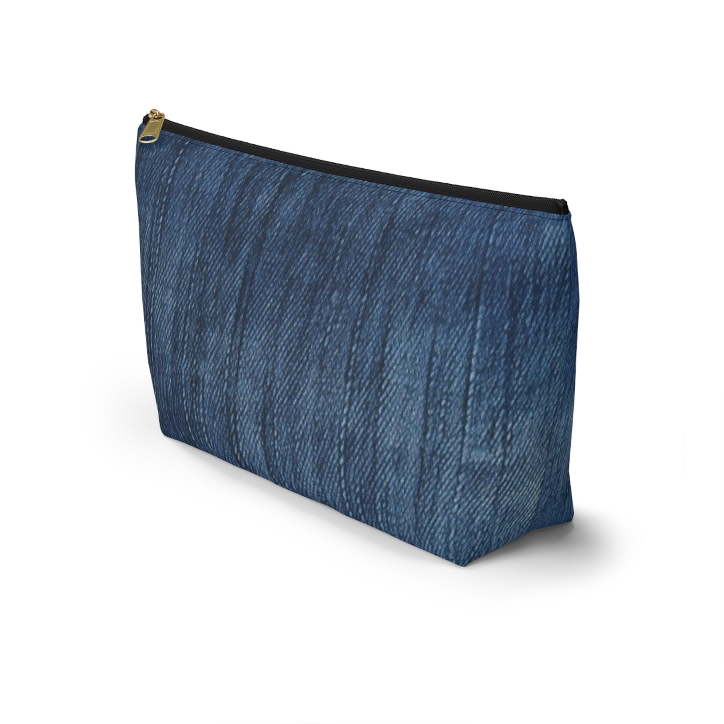 Indigo Splash: Washed Denim Reverie in Deep Blue - Accessory Pouch w T-bottom