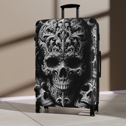 Obsidian Trek: Black Gothic, Skull Embossed, Suitcase